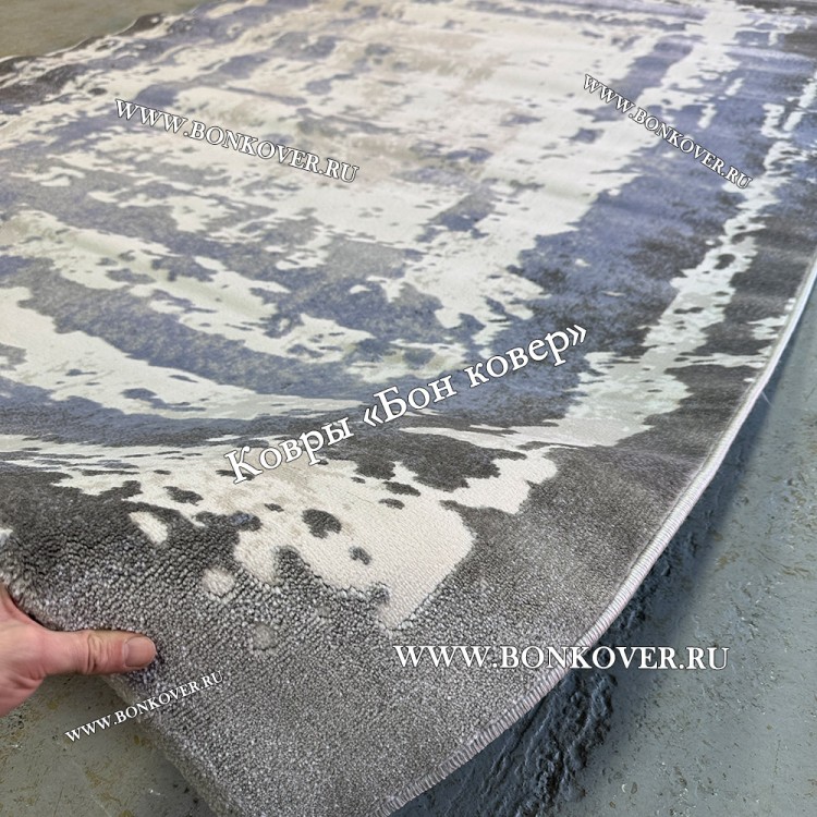 Ковер в гостиную дизайн 08 Синий с Серым