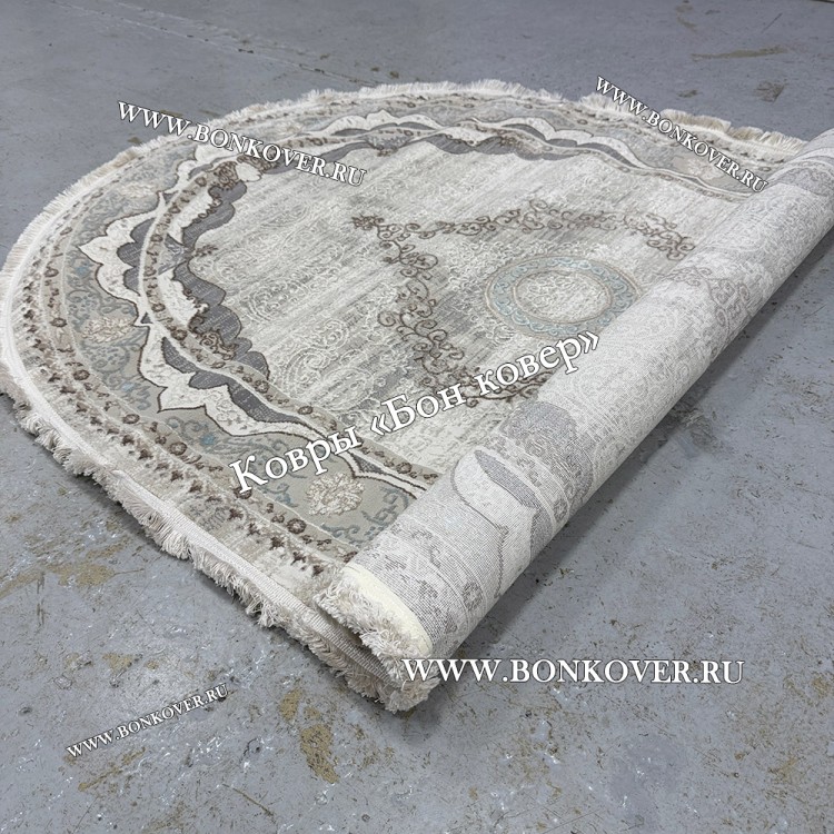 Ковер Турция Для Гостиной Дизайн 90 Серый с Голубым Овал