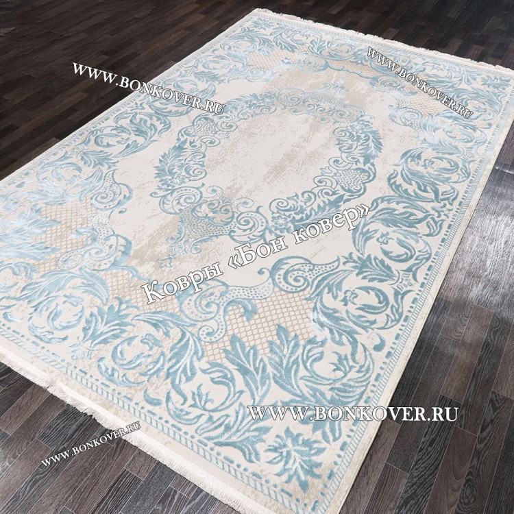 Турецкий Ковер для гостиной Белый с Голубым Арт 29862