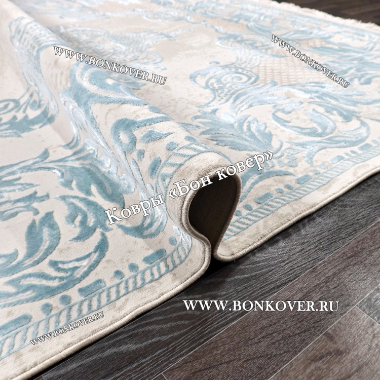 Турецкий Ковер для гостиной Белый с Голубым Арт 29862