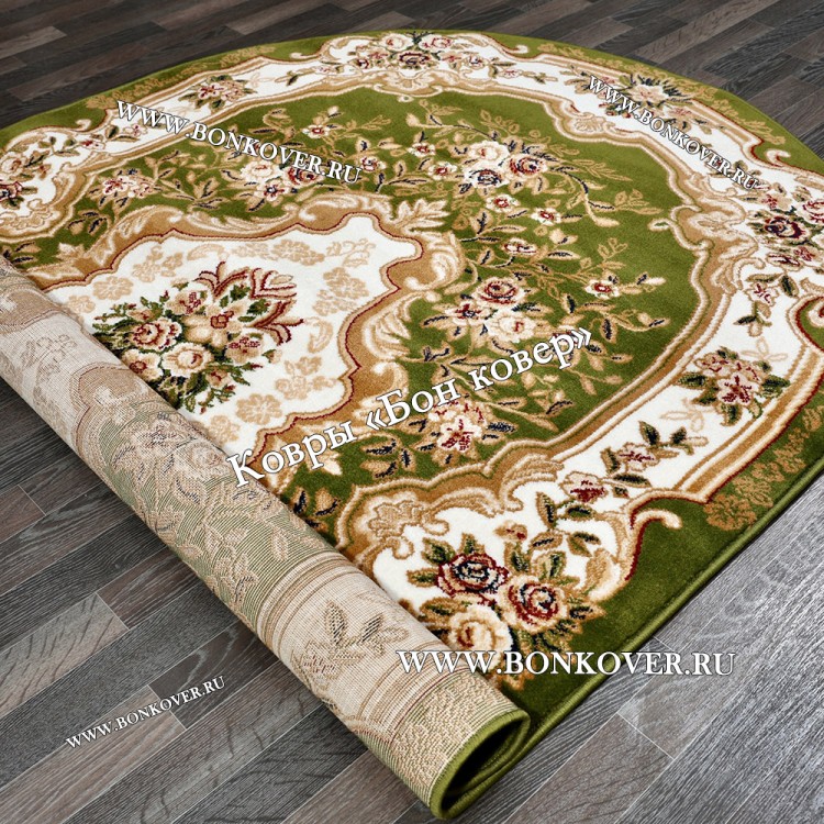 РОССИЙСКИЙ ЖАККАРДОВЫЙ КОВЕР МЕДАЛЬОН ЗЕЛЕНЫЙ ОВАЛЬНЫЙ