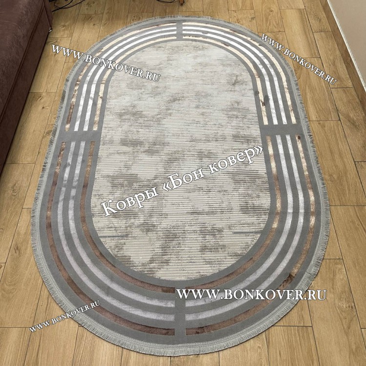 Турецкий ковер для гостиной Дизайн 07 Серый Овал