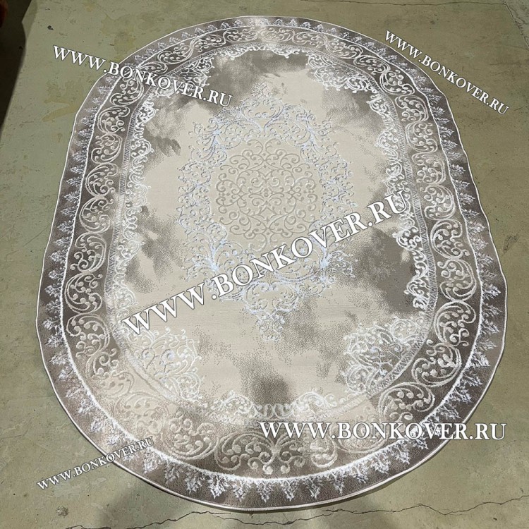 Современный Турецкий Ковер Дизайн 183 Бежево-Коричневый Овал