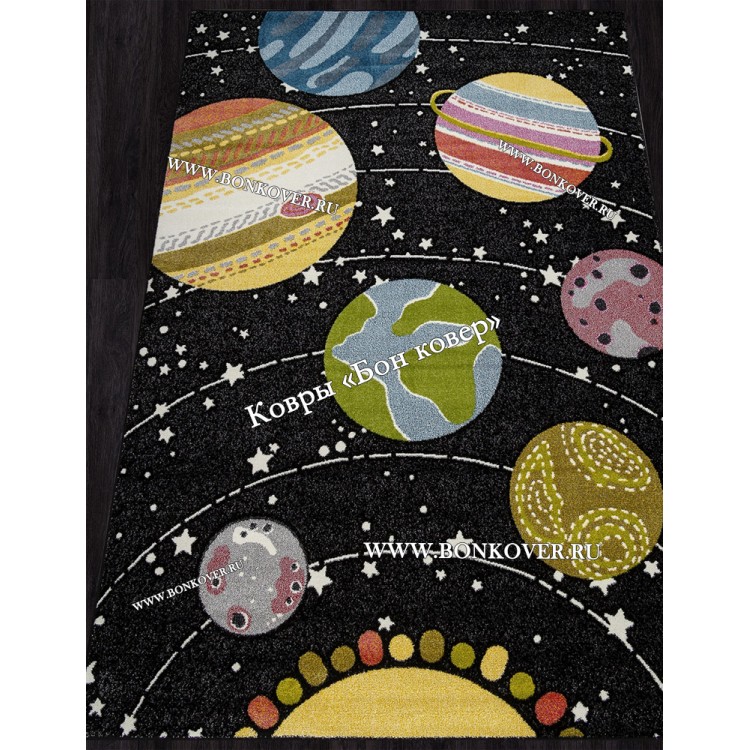 Ковер Для Детской Черный С Планетами