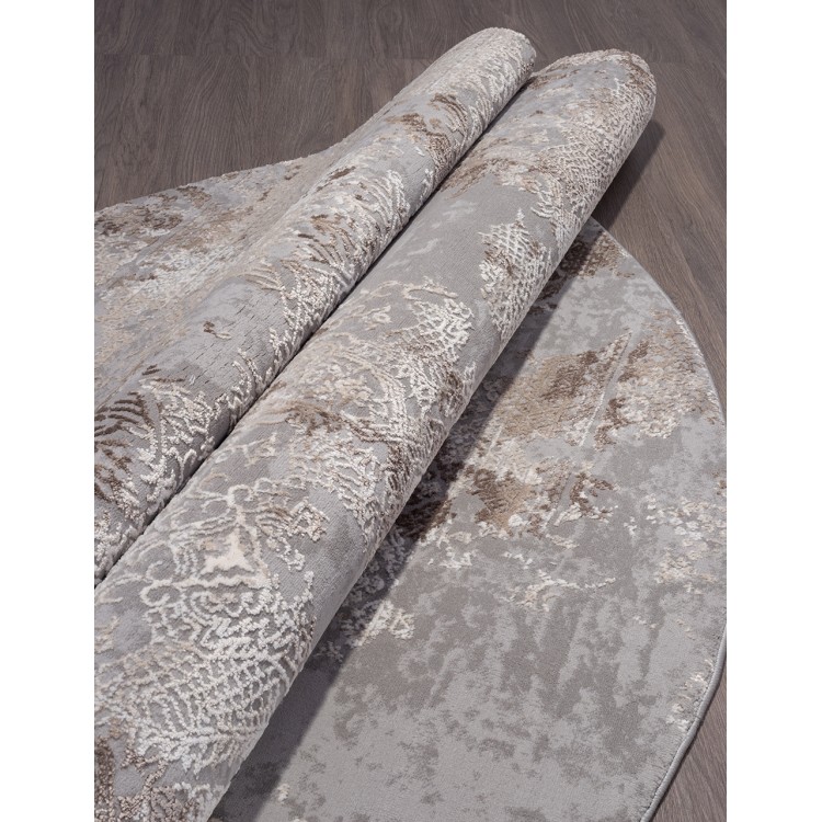 Абстрактный ковер дизайн 79 коричневый с серым Круг