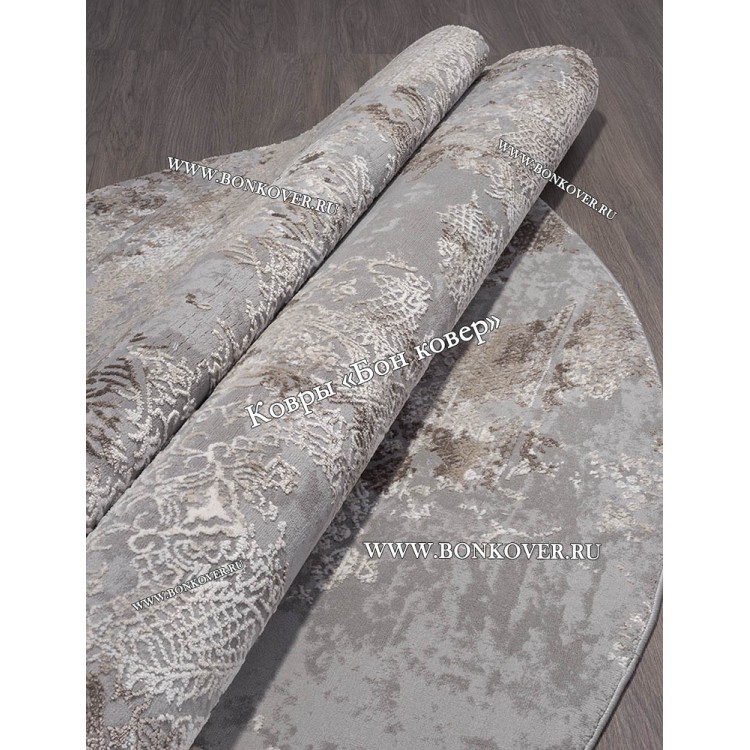 Абстрактный ковер дизайн 79 коричневый с серым Круг