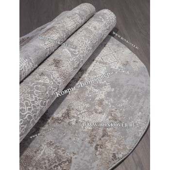 Абстрактный ковер дизайн 79 коричневый с серым Овал