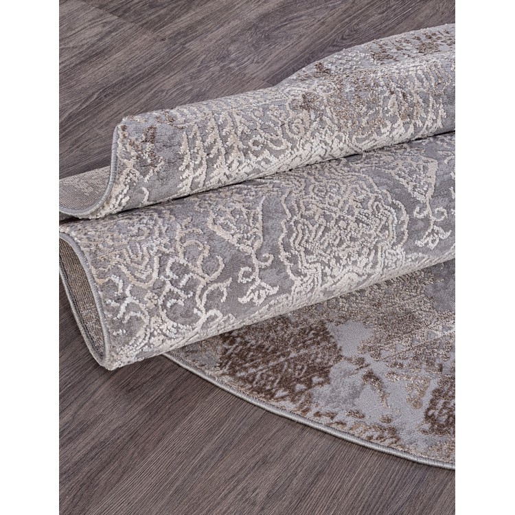 Абстрактный ковер дизайн 79 коричневый с серым Овал