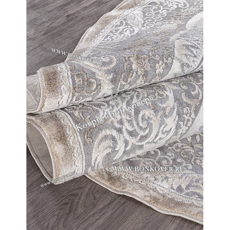 Классический ковер дизайн 85 Серый с коричневым Овал