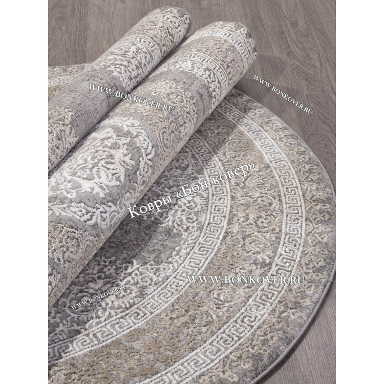 Классический ковер дизайн 93 Коричневый с серым овал